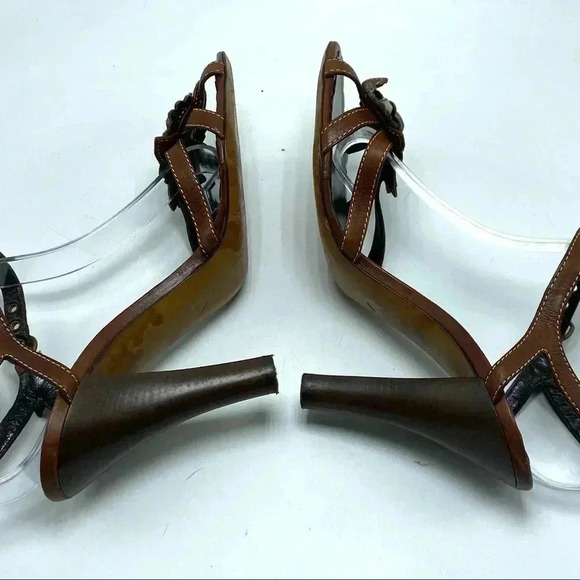 Moschino cheap and chic jeweled Leather ankle strap heels open toe 37 1/2 - Picture 4 of 9